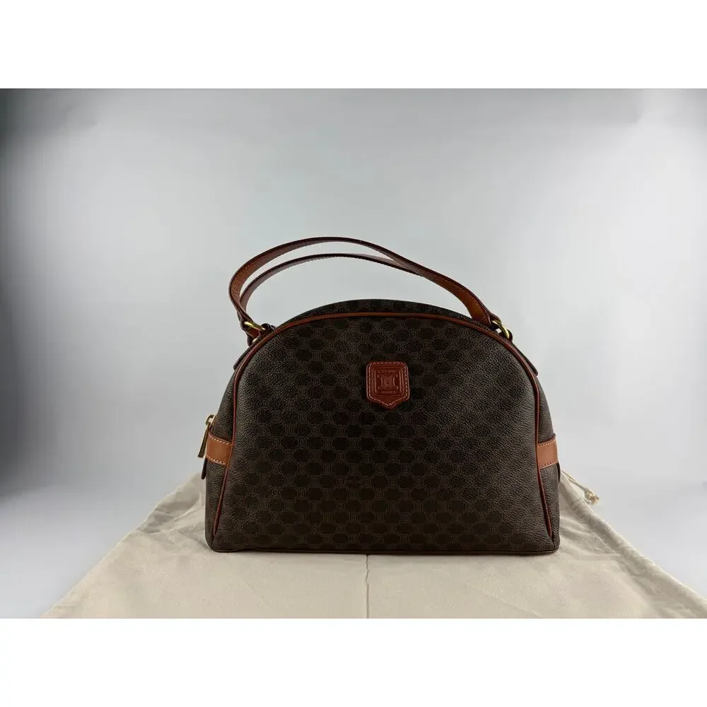 Celine Vintage Macadam Dome Satchel in Brown & Tan
